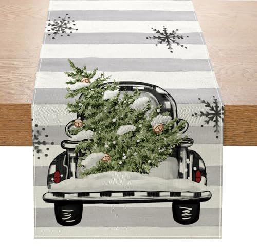 Tischläufer Weihnachten Rentier Baum Schneeflocken Weihnachtsdeko Weihnachtstischdecke Weihnachtsdeko Tisch Weihnachtstischläufer Deko Winter Tischläufer 40x140 cm (11, 40 x 140 cm)