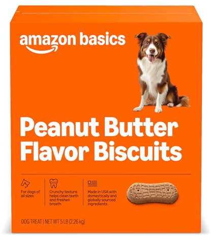 Amazon Basics Crunchy Dog Biscuits Peanut Butter Flavor Dog Treats 5 lb. Box