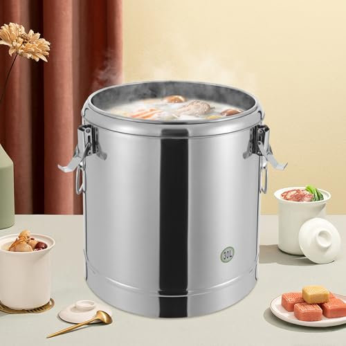 Apriltop 304 Edelstahl Eimer mit Deckel und Schnallen, für Küche Restaurant Outdoor, Milchkanne 30L, für Flüssigkeit und Getreide, Luftdichte Vorratsbehälter Groß
