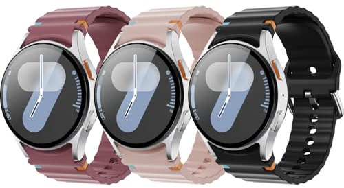 3 Stück Silikon Armband Kompatibel mit Samsung Galaxy Watch 7 FE 6 5 4 40mm 44mm/ 5 Pro 45mm/ Watch 6 4 Classic 43mm 47mm 42mm 46mm Damen Herren RPB