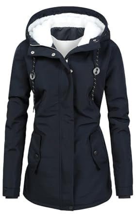 Damen Winterjacke mit kuscheliger Kapuze Wintermantel, Damen Warm Winter Parka Mittellang Winterjacke Winterparka Dicke Coat Große Größen,Damen Winter Jacke Teddyfell Gefütterte Winterjacke