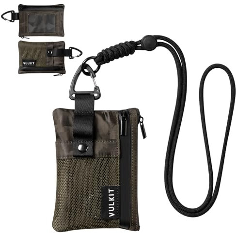 VULKIT Petit Portefeuille Minimaliste avec fenêtre d'identité, Porte-Cartes avec Blocage RFID, résistant à l'eau, Fermeture éclair, étui pour Cartes d'identité (Camouflage)