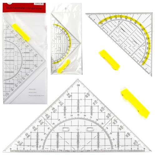2 Stück Geodreieck, geodreieck mit griff, Flexibel Geo Kreisschablone, geo dreieck, Geeignet für Den Einsatz im Schulbüro