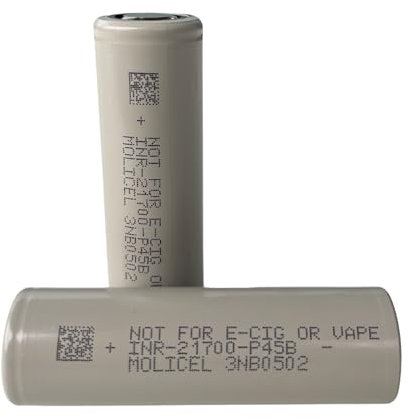 Molicel 4500mAh Flat Top P45B Bigger Size (2.2 x 7cm) Rechargeable Battery. Grade A, High Capacity. Designed for Flashlights, Digital cameras, Torches, Doorbell rings