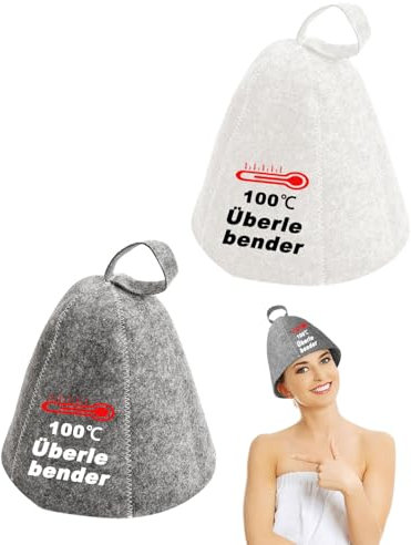 TPZORJX 2 Stück Filz-Saunahut,Ideales Sauna Hut für Damen und Herren,Gute Qualität Saunamütze,Paar Sauna Zubehör,Saunahut Filz,Sauna Mütze,für Saunaliebhaber ein Wellness Erlebnis - weiß/grau