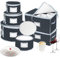 VERONLY China Dinnerware Storage Containers Set- Dish,Mug,Stemware Storage Cases - Quilted Box Bins Stackable with Divider,handles,Clear Window for Cups,Plates,Wine Glasses Moving Set of 6 (Grey