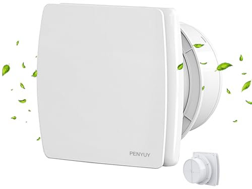 PENYUY 100mm Silent Powerful Bathroom Extractor Fan with Timer, Bathroom Fan Extractor with Backflow Flap, 95 m³/h, 12 Watt / 34 dB for Bathroom, Kitchen, Toilet