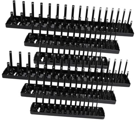 Homoyoyo 2sets Metric Socket Organizer High Pole Storage Tray Socket Holder Rack Multifunctional Sleeve Bracket