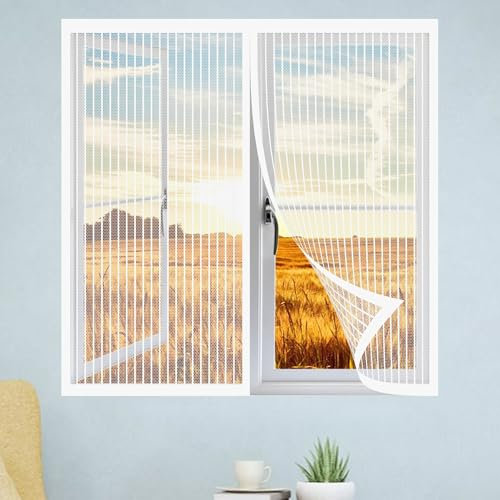 Zanzariera per Finestra in Legno 180 x 70 cm Automatica Tendina Anti Zanzare Insetti per Tenere Fuori Insetti, Mosche e Zanzare, Bianco