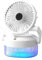 Ventilatore nebulizzatore compatto USB, 16 x 16 x 14 cm, ventilatore pieghevole multifunzionale ricaricabile con luce, ideale per viaggi, palestra, scrivania, all'aperto, giardino, scuola