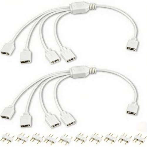 RUNCCI-YUN 2 pezzi Cavo splitter 5V 3 pin ARGB di Estensione 1 a 4,Femmina a Femmina ARGB Prolunga Ventola Cavo per Chassis del Computer, Raffreddamento CPU e Ventola da 5V(30 cm, Bianco)