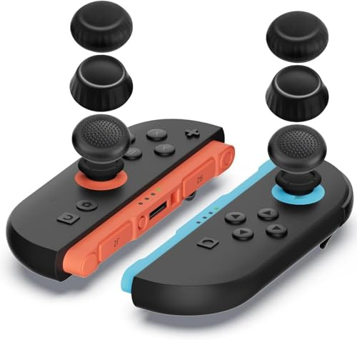 6 Stück Joystick Kappen, Joystick Thumb Grip Caps Analoge Silikonabdeckungen Ersatz Daumenstick Abdeckungen Gaming Daumenkappen Controller Zubehö Switch 2025 Joycon, Schwarz