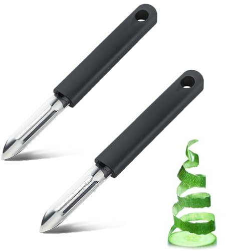 Yuannee Stainless Steel Fruits Peeler,2PCS Potato Peeler Vegetable Peelers Carrot Cucumber Multi-Peelers Double Sided Blade Suitable for Any Type of Vegetables for Professional Kitchen Home(Black)