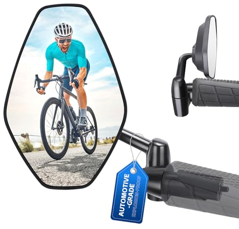 CYCLESPEED Bicycle Mirror, HD Automotive Grade Glass Bike Rear View Mirror, 360°Adjustable Bar End Mirrors for E-bike, Mtb, Folding Bicycle, and Scooter, Fits 16-21 mm Handlebars