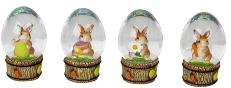 Geschenkestadl 12 Stück Schneekugel Osterhasen Glitzerkugel Eiform 7cm Ostern Osterdeko Frühling