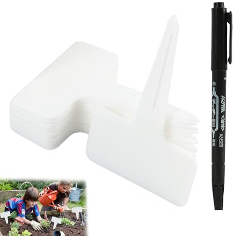 200 Unidades Etiquetas de Plantas Resistentes al Clima con Rotulador Negro, Etiquetas de Jardín Reutilizables para Huertos, Jardines y Macetas