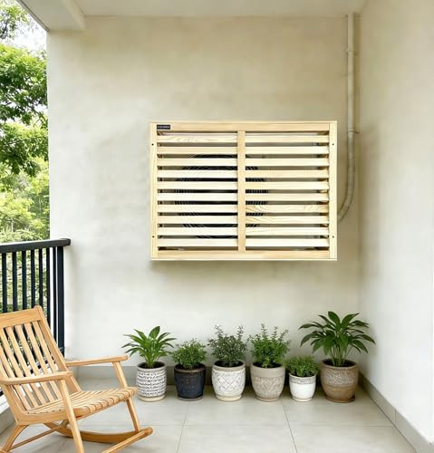 Verkleidung Abdeckung für Klimaanlage Wärmepumpe Wandmontage Sichtschutz für Außengeräte Kieferholz 86 cm x 60 cm x 32 cm Naturbelassen