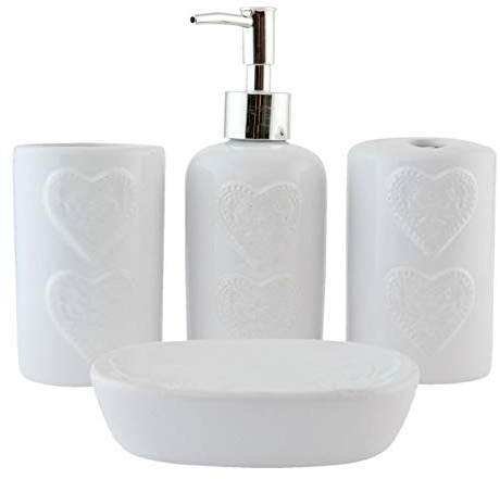 Clayre & Eef 63602W Badezimmer Set (4) / Seifenspender Badzubehör