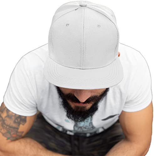 4sold ABC Rot Schwarz Cap Snapback Baseballkappe Druckknopfverschluss verstellbar mit flachem Schirm viele Farben (White)