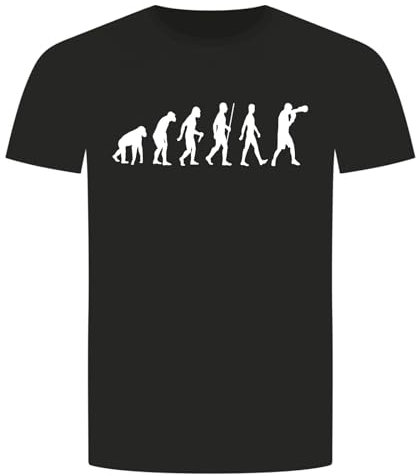 Evolution Boxen T-Shirt - Boxing Kampf Boxer Thaiboxen Ring Fight Schwarz L
