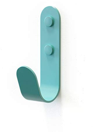 The Hairpin Leg Co. [HLC] Metal J Wall Hook. Chunky Modern Playful Coat Hook - Duck Egg Blue
