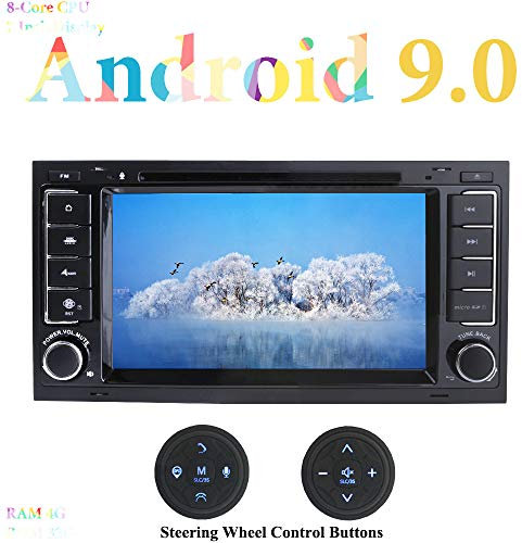 XISEDO Android 9.0 Autoradio 7 Pulgadas In Dash Radio de Coche 8-Core RAM 4G ROM 32G Car Radio para Volkswagen Touareg/ T5 Multivan/Transporter (con Botones de Control del Volante)