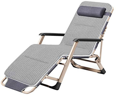 LHNLY-Liegen Liegender Freizeitliege Saunaliege Sonnenliege Liegestühle Gartenstuhl Recliner Campingliege Strandliege Terrasse Verstellbar und klappbar, Grau Design Max. 260 kg