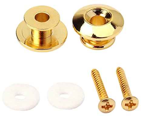 Almencla 2 Stü Straplock Strap Gurthalter Mit Befestigungsschrauben Für Gitarren Bass Ukulele Mandoline - Gold