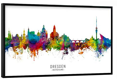 artboxONE Poster mit schwarzem Rahmen 45x30 cm Städte/Dresden Dresden Germany Skyline txt - Bild Dresden