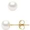 Pearls & Colors - Boucles d'Oreilles - Véritables Perles de Culture d'Eau Douce Boutons - Blanc Naturel - Qualité AAA+ - Or Jaune - Bijou Femme