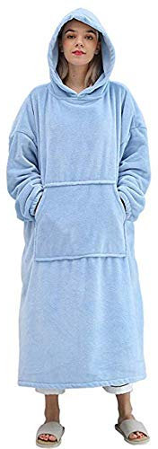 TRISTIN Oversized Hoodie Blanket Extra Long Flannel Wearable Hooded Giant Soft Warm Cosy Thermal Throw Sweatshirt for Unisex Adult Women Men,One Size