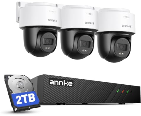 ANNKE - 4 Pack 5MP@20fps Wired POE Security Camera, Outdoor CCTV IP Camera with Built-in Microphone and SD Card Slot, EXIR 2.0 Color Night Vision, IP67