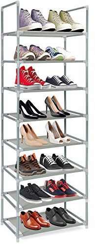 Bossjoy Schuhregal mit 8 Etagen, platzsparend, Schuhregal, Aufbewahrungs-Organizer, Grau