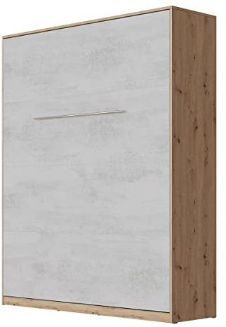 SMARTBett Schrankbett Standard Komfort 90x200 120x200 140x200 160x200 Bettschrank Wandbett (Wildeiche/Beton, 160 Vertikal Komfort)