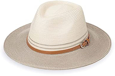 House of Ord Cape Town Bella Fedora Sonnenhut Damen Faltbarer Strohhut Sommerhut mit UV Schutz - in Größe M/58cm in 6 Farben - Größe: M/L: 58 cm Farbe: Ivory/Stone