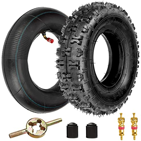 FVRITO 4.10-6 4.10/3.50-6 NHS Reifen und Schlauch für Go Kart Chinesisch ATV Quad 4 Wheeler Mini Bike Rasen Ausrüstung Garten Rototiller Schneefräse Schubkarre Rasentraktor mit gebogenem Ventilschaft