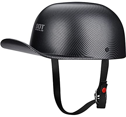 Woljay Woljay Jahrgang Jethelm Motorradhelm Retro Baseball Kappe Halbhelm Männer Frauen für Kreuzer Straße Roller Moped - DOT Certified (Matte Carbon Fiber,L)