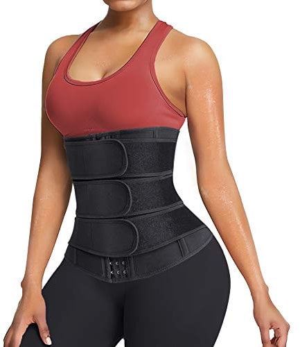 Gotoly Waist Trainer Damen Bauchweggürtel Waist Bauchweg Reißverschluss Sauna Schwitzgürtel zum Abnehmen Taillenformer Fitness Sportgürtel (Schwarz, L)