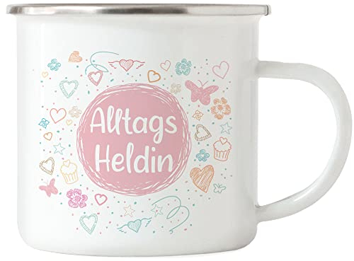 Hey!Print Alltagsheldin Emaille Tasse Dankeschön Geschenk Danke Sagen Für Alles Helden des Alltags