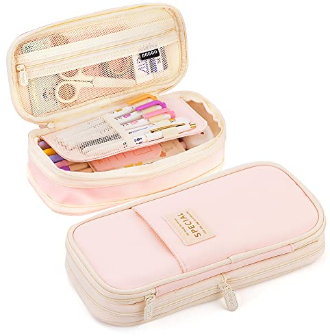 MAMUNU Mäppchen Mädchen Teenager, Federmäppchen Groß Kapazität, Schlamppermäppchen, Federtasche Mädchen, Pencil Case Aesthetic, Mäppchen Reißverschluss für Schule & Büro, Rosa