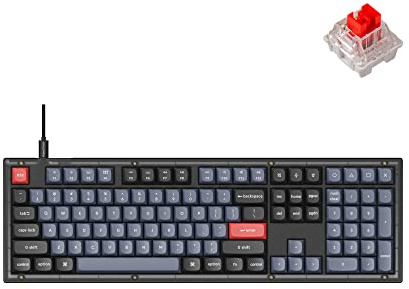 Keychron V6 Kabelgebundene benutzerdefinierte mechanische Tastatur, QMK/VIA programmierbares Makro in voller Größe mit Hot-Swap-fähigem Keychron K Pro, roter Schalter, kompatibel mit Mac, Windows
