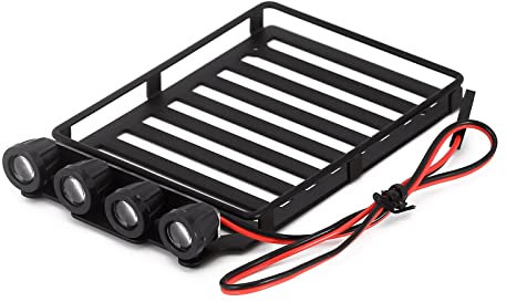 INJORA RC Dachträger Gepäckträger mit LED Licht RC Zubehör für 1/24 RC Crawler Auto Axial SCX24 Wrangler JLU 4Runner FCX24