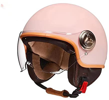 Ever TA Adulte Casque Semi Ouvert avec Visière Femme Homme, Casque De Scooter, Dot ECE Homologué Vintage Casque Moto Demi Jet, Sécurité Casque Bols, Chopper Biker Cyclomoteur Casque