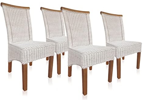 ELYFLAIR® Esszimmerstuhl Rattan - belastbar bis 200kg - Esszimmerstühle aus FSC-zertifiziertem Rattan - Handgefertigte Stühle Esszimmer (Ohne Sitzkissen 4er)