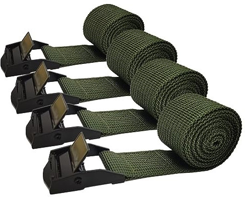 AYUEBO Spanngurt Zurrgurt Befestigungsgurt 4 Stück spanngurt spannbänder belastbar bis 200 kg 4er Pack verstellbare Gurtband für Fahrrad Sackkarre Motorrad Koffer Anhängerkupplung 1m grün