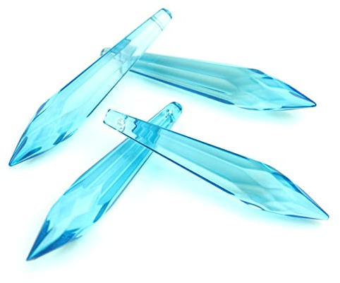 Farbige 76 Mm 10 Stück / 50 Stück / 100 Stück Facettierte Kristall-Kronleuchter Mit Eiszapfen-Anhänger Für Hochzeiten/Heimdekoration,Aquamarin,76mm 100St