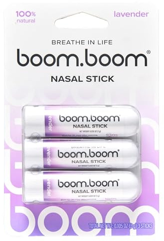BoomBoom Nasal Stick | Vapor Flow Technology | Cool Refreshing Sensation | Natural Mood Boost | Simple Ingredients | Essential Oils + Menthol Inhaler (Lavender)