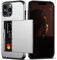 Nvollnoe for iPhone 12 Pro Max Case with Card Holder Heavy Duty Protective Dual Layer Shockproof Hidden Card Slot Slim Wallet Case for iPhone 12 Pro Max for Men&Women(Silver)