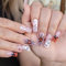 24PCS Long False Nails with Glue Stickers,Coffin Full Cover Acrylic Nails Press on Nails no Glue, Ghost Pumpkin Halloween French Fake Nails Stick on Nails for Women and Girls Nail Art