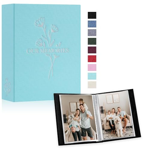 Lanpn Fotoalbum 10x15 100 2 Packungen, Klein Mini Leinen OUR MEMORIES Einstecken Einsteckalbum für Hochformat Fotos Bilder Teal
